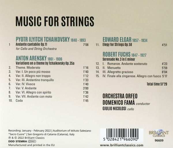 Tchaikovsky/ Arensky, / Elgar/ Fuchs:Music For Strings 1