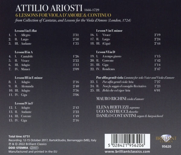 Ariosti:6 Lessons for Viola d\'Amore and Continuo 1