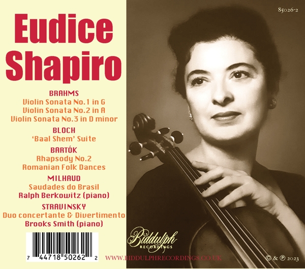 Eudice Shapiro-Werke für Violine 1