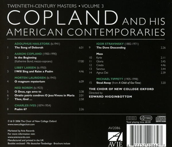 Copland And His American Contemp. 1