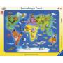 Ravensburger - Kinderpuzzle Weltkarte mit Tieren