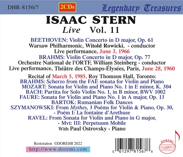 Isaac Stern: Live, Vol.11 1