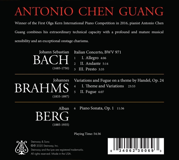 Antonio Chen Guang spielt Werke von Bach, Brahms & 1