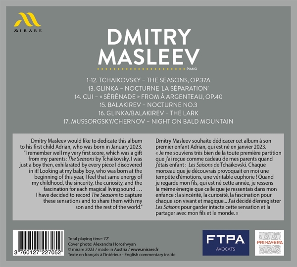 Dmitry Masleev -The Seasons (and other piano works) -Mirare CD