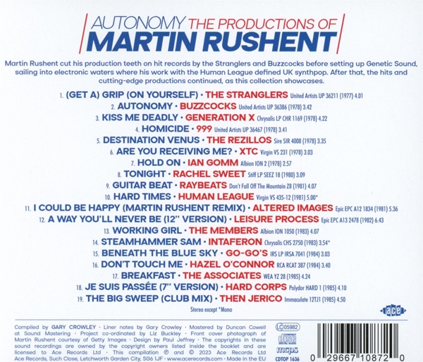Autonomy - The Productions Of Martin Rushent 1