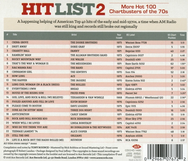 Hit List 2-More Hot 100 Chartbusters Of The 70s 1
