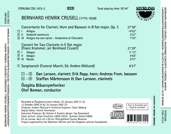 Crusell:Concertante For Clarinet/ + 1