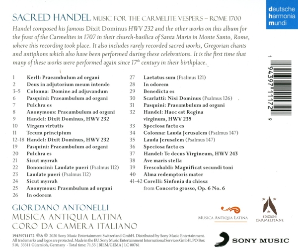 Sacred Handel - Music for the Carmelite Vespers 1