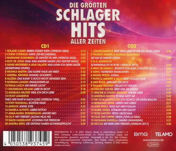 Die größten Schlager Hits aller Zeiten 1