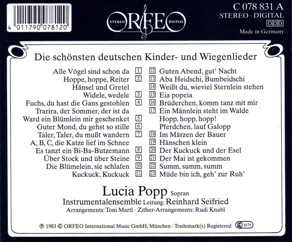 Die schönsten deutschen Kinder-und Wiegenlieder 1