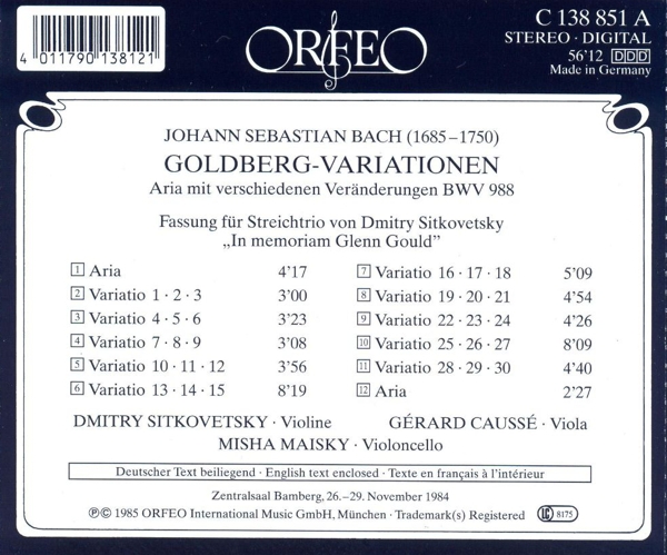 Goldberg-Variationen Fassung für Streichtrio 1