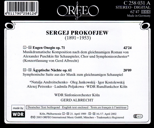 Eugen Onegin/ Ägyptische Nächte 1
