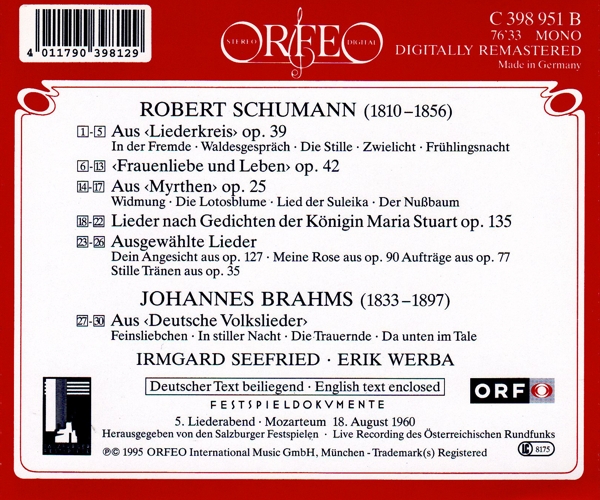 Liederkreis op.39/ Ausgew.Lieder/ Dt.Volkslieder 1