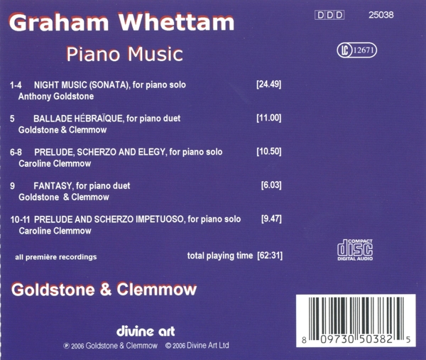Graham Whettam-Piano Music 1