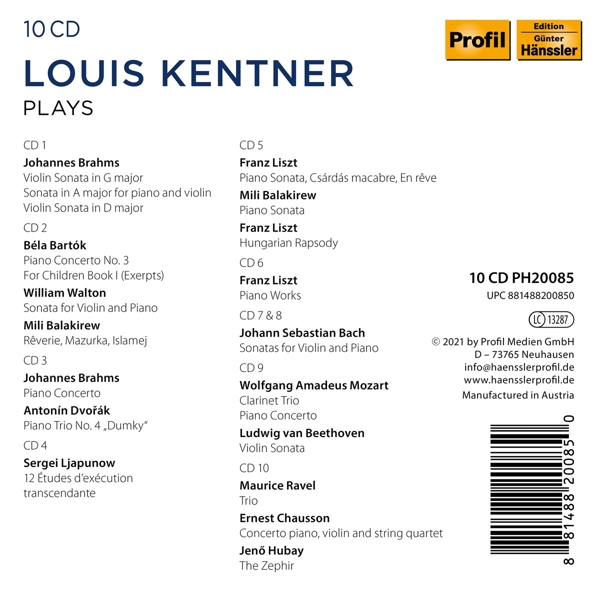 Louis Kentner plays Brahms, Liszt, Bach, Mozart, .. 1