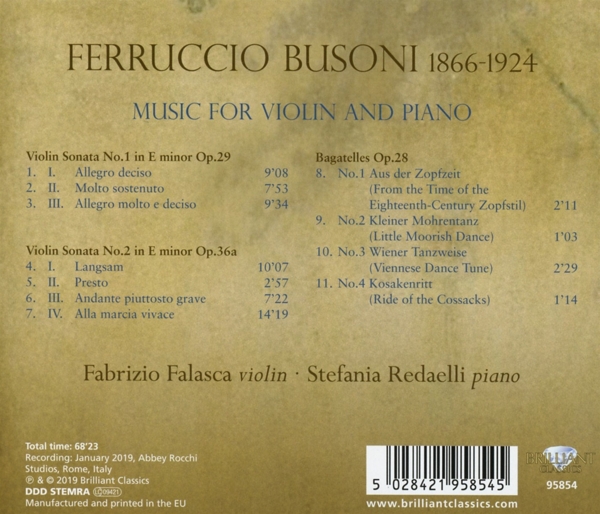 Busoni:Music For Violin And Piano 1