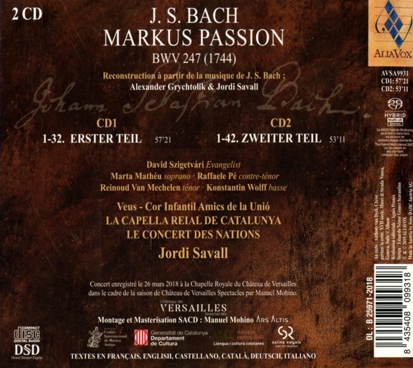 Markus Passion BWV 247 1