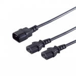 Diverse 2 - Netzkabel 230V Kaltgerte IEC-C13(Buchse) 2x/Kaltgerte IEC-C14(Stecker), 1,8m, Y-Netzanschlusskabel