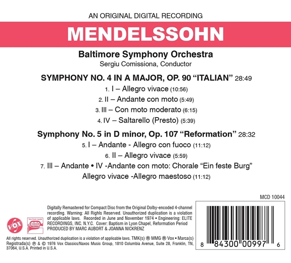 Sinfonie 4 (Italienische) & 5 (Reformation) 1