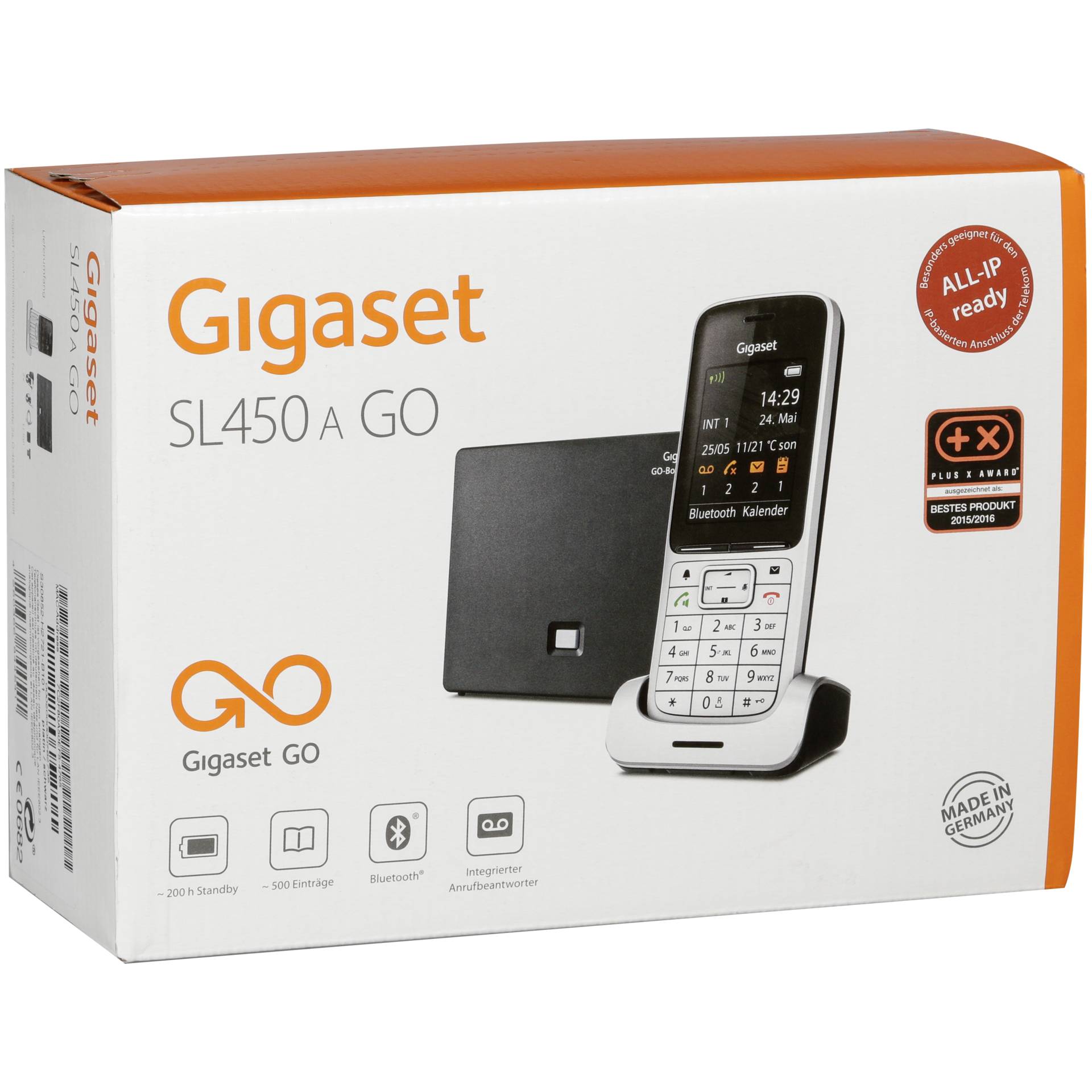 Gigaset -SL450 A GO analog und VoIP IP Schnurlostelefon mit AB platin  schwarz -Gigaset Accessories Grooves.land/Playthek