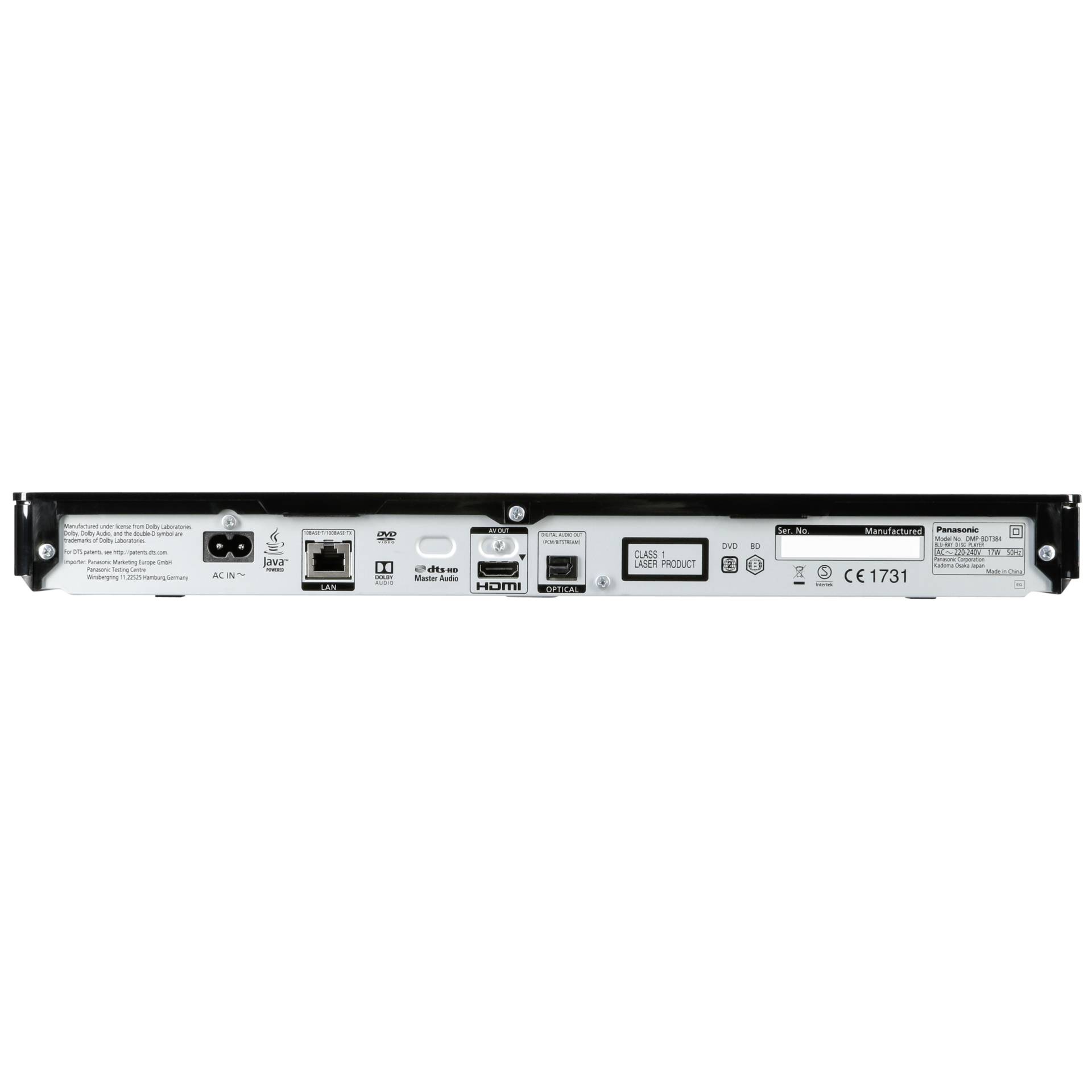 Panasonic -DMP-BDT384EG 3D Blu-ray Player Schwarz -Panasonic  Hardware/Electronic | Blu-ray-Player