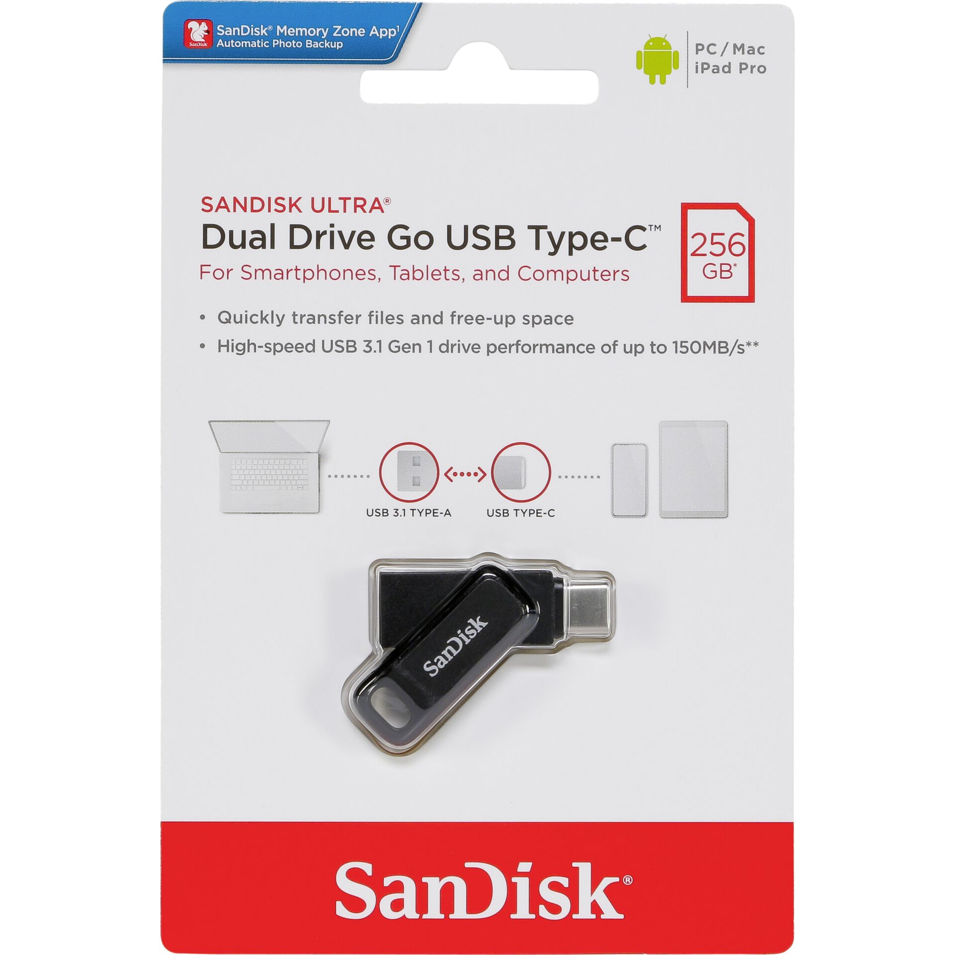 SanDisk 64GB Ultra Dual Drive Go USB Type-C Flash Drive (SDDDC3
