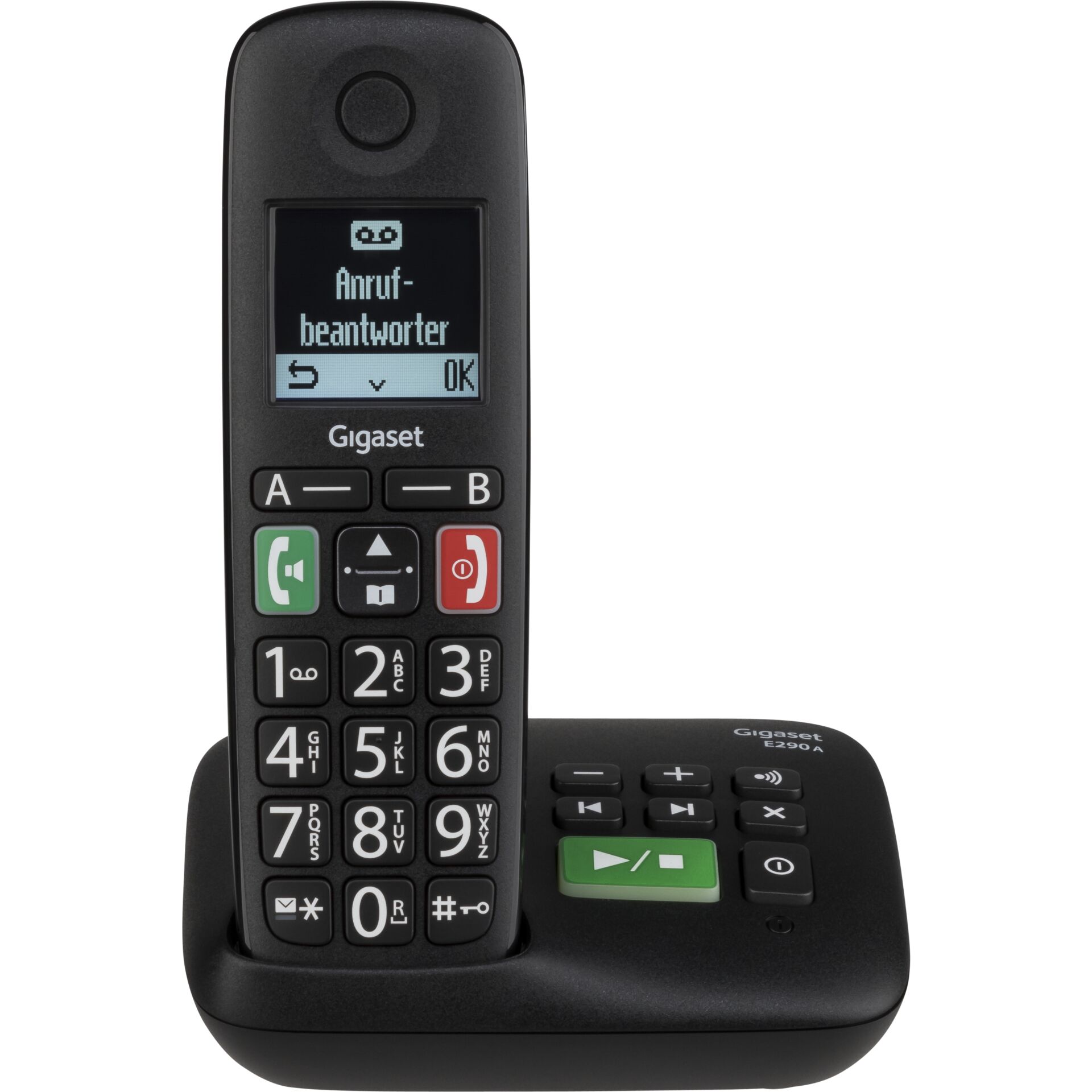 Gigaset -E290A -Schnurlostelefon mit Accessories -Schwarz Rufnummernanzeige (S30852-H2921-B101) -Anrufbeantworter DECTGAP -Gigaset -ECO