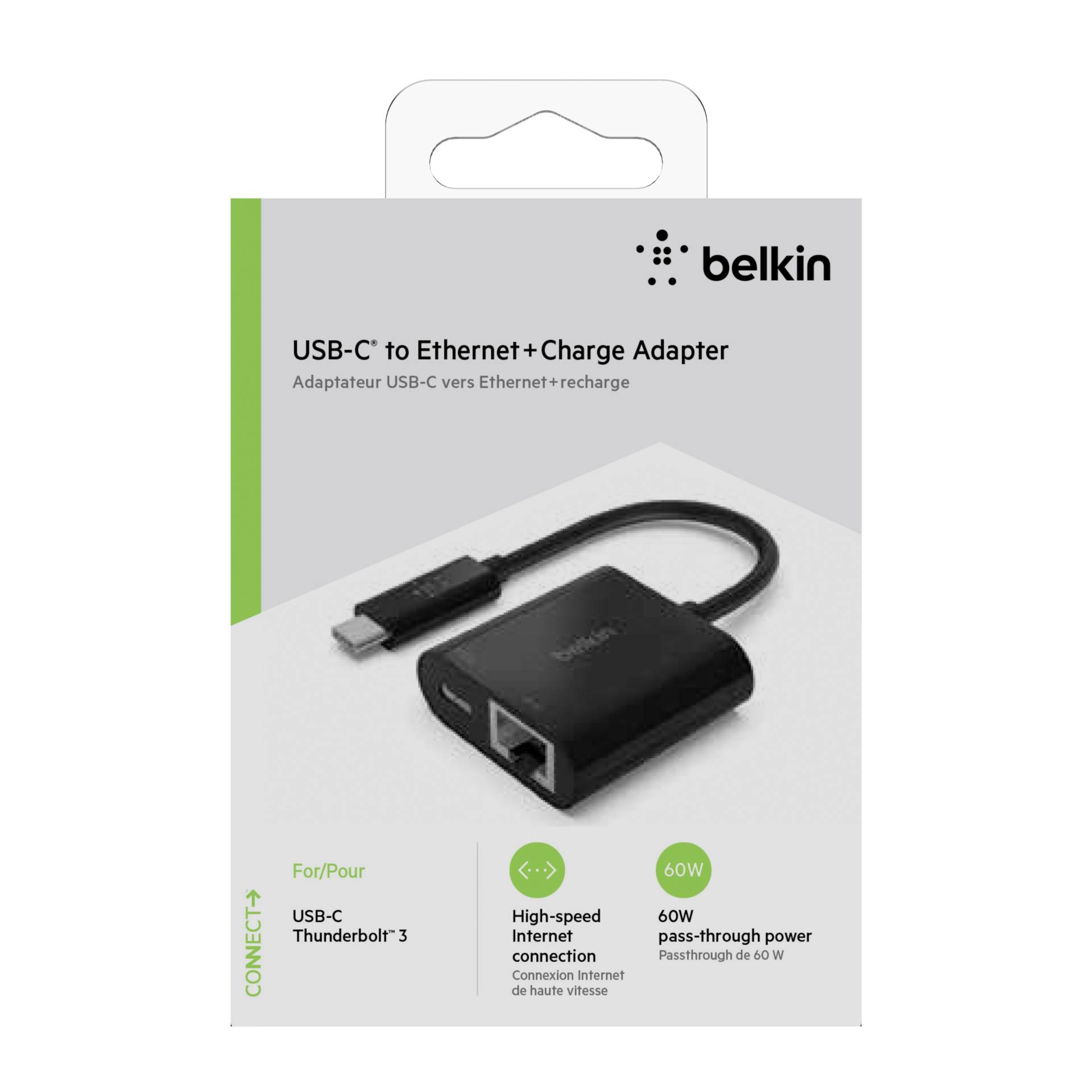 Belkin -USB-C / schw. INC001btBK Gigabit-Ethernet- Adapter 60W PD