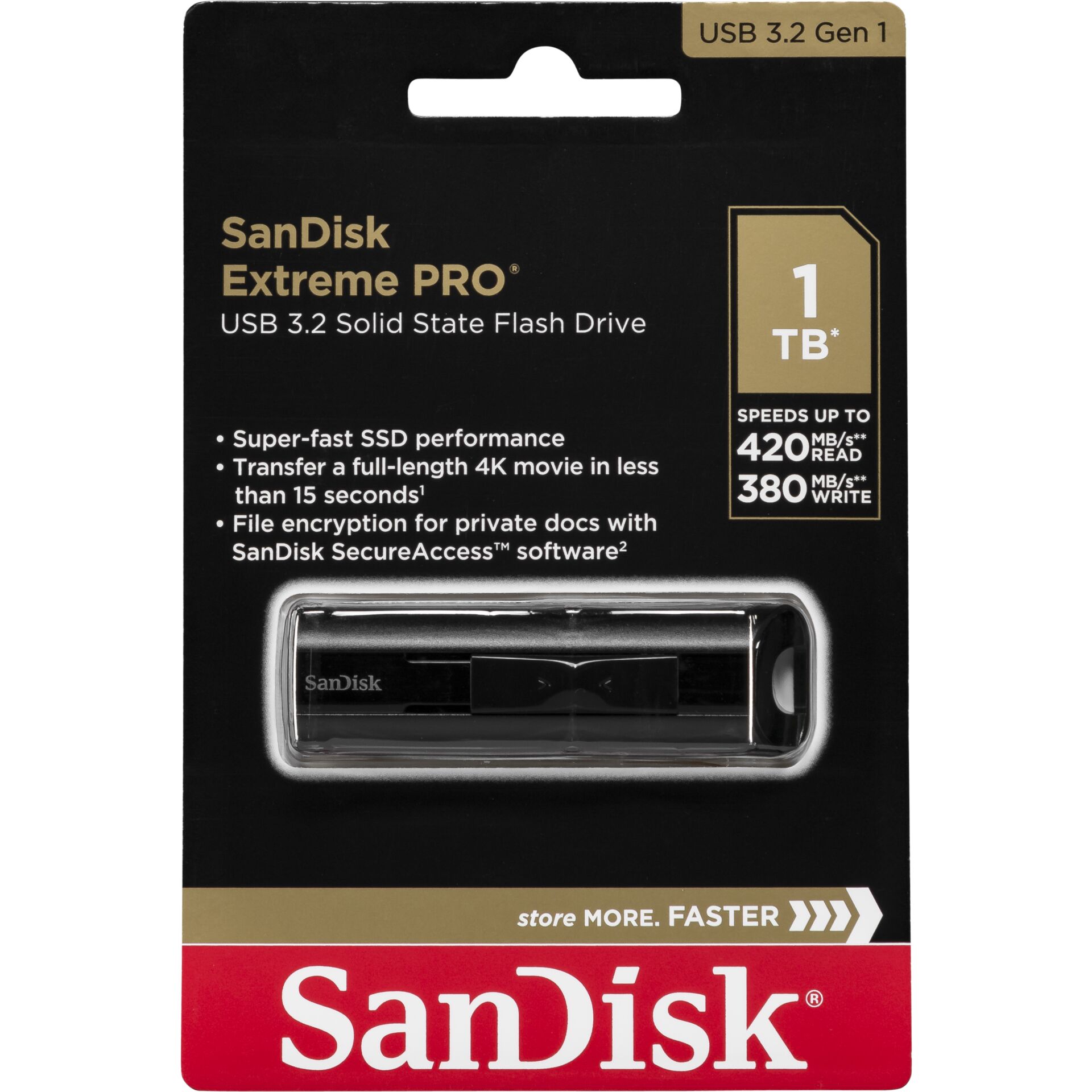 SanDisk Extreme PRO USB 3.2 Solid State Flash Drive 256GB