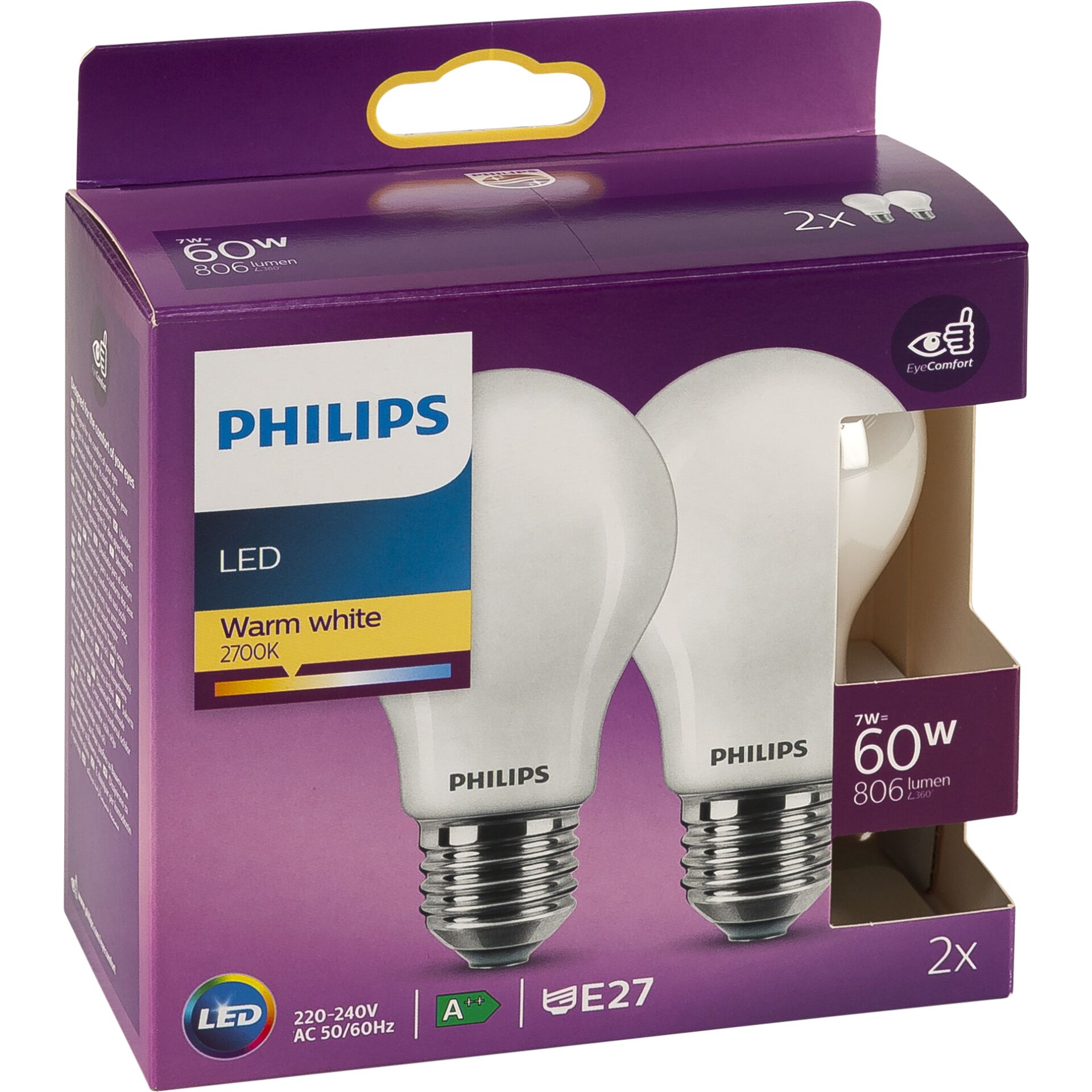 laag Ruim kleinhandel Philips -LED Lampe E27 2er Set 7W (60W) 2700K 806lm -Philips Lampen/Lamps  Grooves.land/Playthek