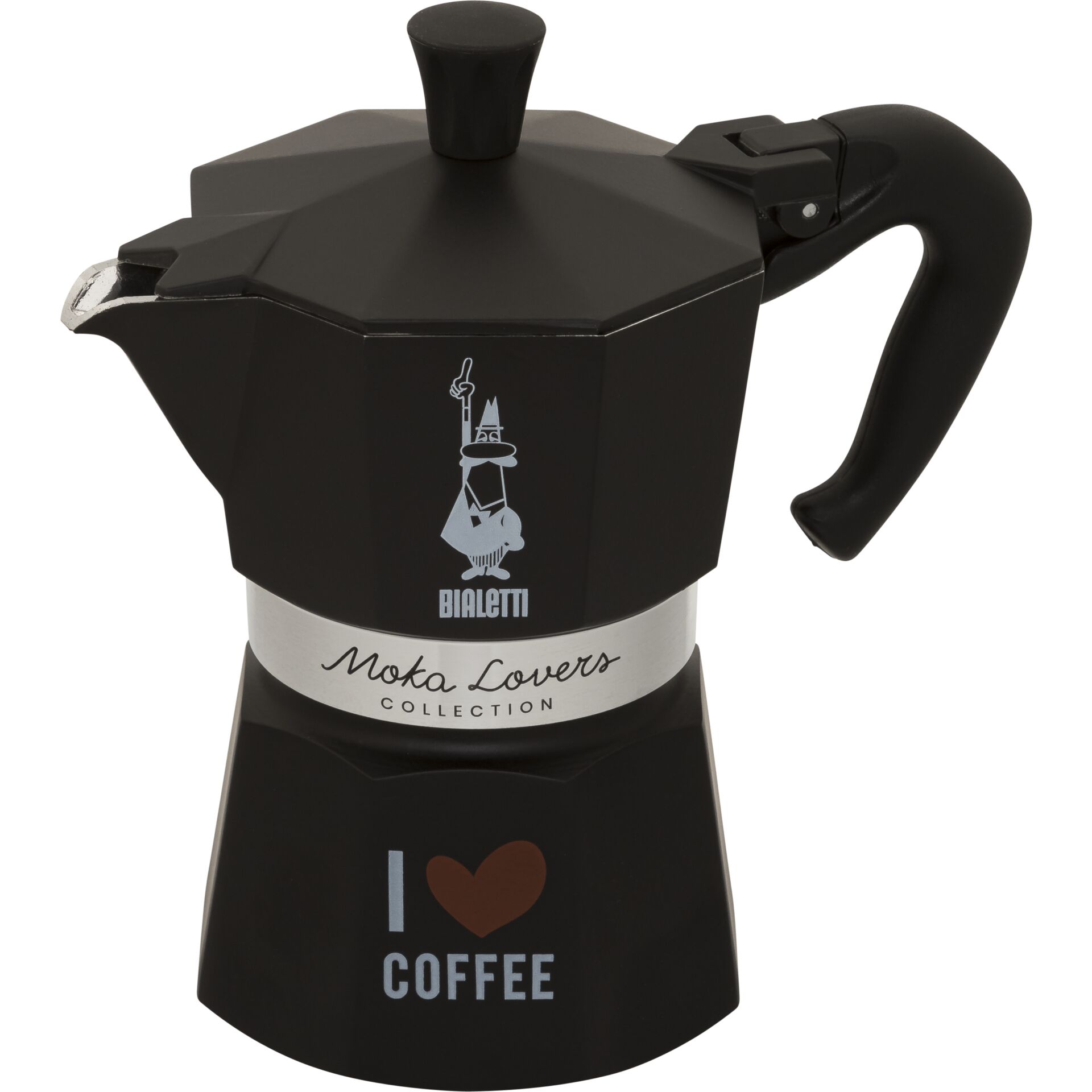 Bialetti I Love Coffee Moka Express, Black, 3 cups