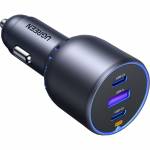 Ugreen - 75W 3-Port Fast Car Charg gray