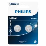 Philips - 1x2 Philips Lithium 3.0V CR2032 Knopfzelle