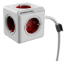 Allocacoc - DesignNest(Allocacoc) Powercube, Extended, 5xDosen(CEE7)->Stecker(CEE7), 1.5m, weiss/rot