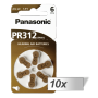 Panasonic - Panasonic PR 312 Hearing Aid Cells Zinc Air 6-wheel (PR-312/6LB)