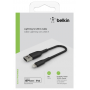 Belkin - Lightning Lade/Sync Kabel 15cm, ummantelt, mfi zert, schw.
