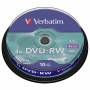 Verbatim - 1x10 Verbatim DVD-RW 4,7GB 4x Speed, matte silver Cakebox