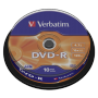 Verbatim - 1x10 Verbatim DVD-R 4,7GB 16x Speed, matt silver Cakebox