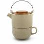 Bredemeijer - Tea-for-one Umea beige / acacia wood lid 142024