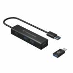 Caricatori Usb - CONCEPTRONIC USB-Hub 4-Port 3.0 ->4x3.0 +TypC A. o.Netz. sw