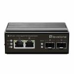 Level One - IGP-0431 - Switch - unmanaged - 2 x 10/100/1000 (PoE) + 2 x Gigabit SFP - an DIN-Schiene montierbar - PoE - DC power