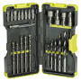 Ryobi - RAK30MIX - Schraubendreher- und Bohrer-Bitsatz - fr Holz, Mauerwerk - 30 Stcke - phillips, pozidriv, slot - Sechs-Pu