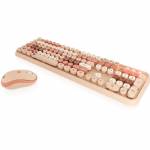 Keysonic - Mouse keyboard set, Full-Size keyboard, round buttons, multicolor sand/ creamfabig (KSKM-8200M-RF (DE)) [DE version, German keyboard]