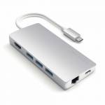 Satechi - Aluminum Multi-Port Adapter V2 - Docking Station - (USB-C / Thunderbolt 3) - GigE (ST-TCMA2S)