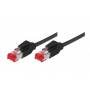 Tecline - Patchkabel S/FTP, PiMF, Cat 6, schwarz, 1,5 m halogenfrei, mit Draka-Kabel und Hirosesteckern TM21 (bisherige Bezeichnung S/STP)