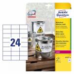 Avery - Zweckform L4718 - Polyester - matt - permanenter Klebstoff - wei - 70 x 37 mm 480 Etikett(en) (20 Bogen x 24) Etiketten (