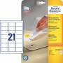 Avery Zweckform - L6023REV-可剥离标签-白色-38，1 x 63.5 毫米-525 张（25 张 x 21 张）(L6023REV-25)