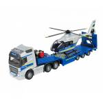 Simba-dickie - Volvo Polizei-Transporter FH-16 LKW mit Auflieger und Airbus Hubschrauber (blau/silber)