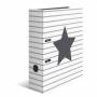 Herma - Motivordner Stars, Wei gestreift, DIN A4 Rckenbreite: 70 mm, aus stabilem Karton, bedruckter - 1 Stck (7191