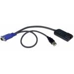 Dell - KVM cable for VGA USB kb mouse supp virtual media CAC and USB2.0 Used w/ DMPU and DAV KMV Console Servers and PE KVMs Black (A74